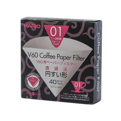 Hario V60-01 Bleached Paper Filters (40 pcs)